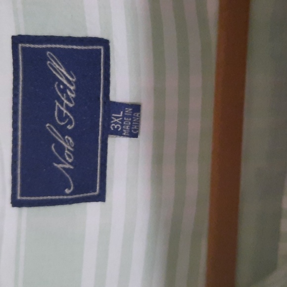Nob Hill Mint Green Striped Casual Button Down Shirt - Picture 2 of 5